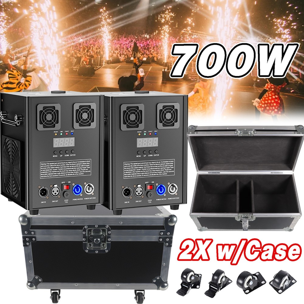2X 700W Cold Spark Machine Wedding DJ Party Stage Effect Firework Machine Case