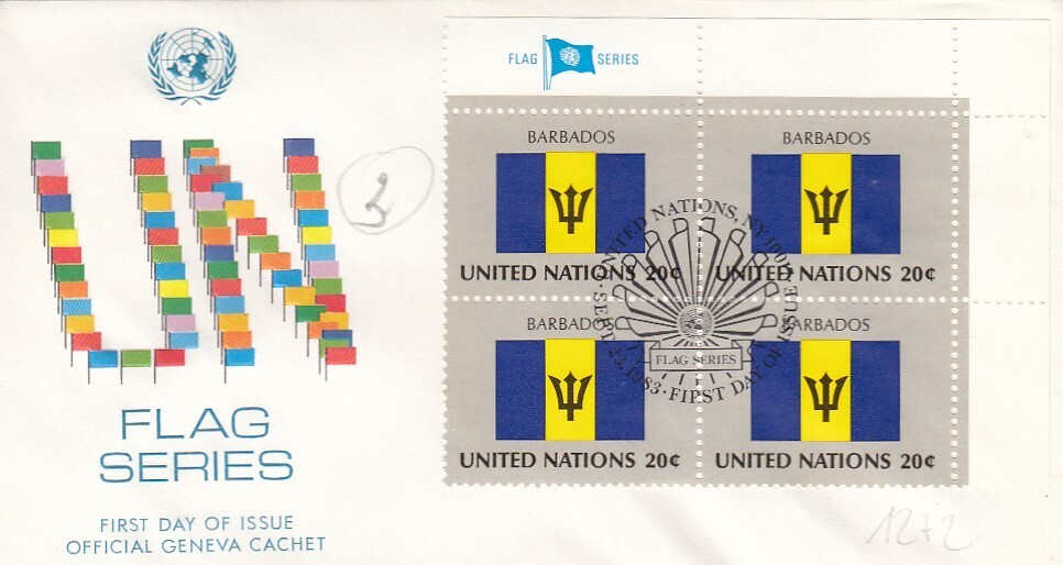 FDC FIRST DAY UN FLAGS "BARBADOS" (L1272)