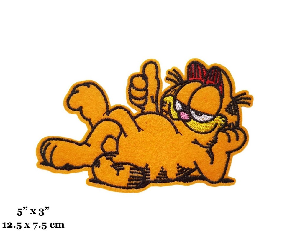 Garfield The Lazy Cat Laying Down Embroidered Iron On Patch