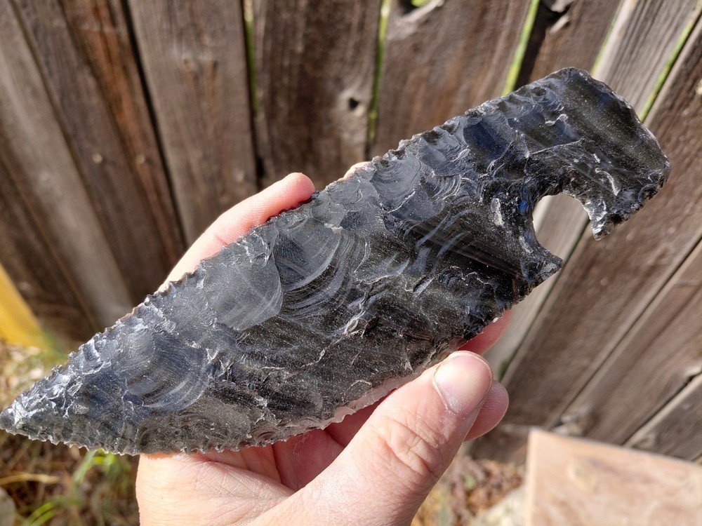 7 Inch Sliversheen Obsidian Blade. Flintknapping, Arrowheads