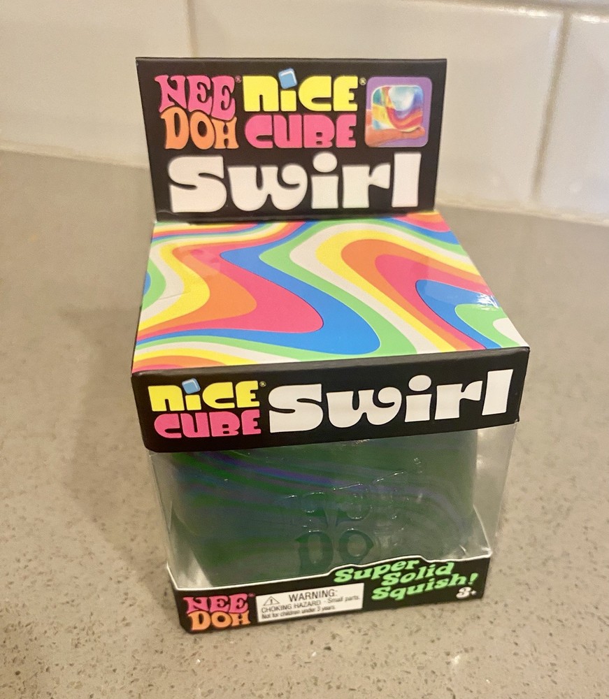 NeeDoh Nice Cube Swirl - Super Solid Squish - Green/Blue/Purple