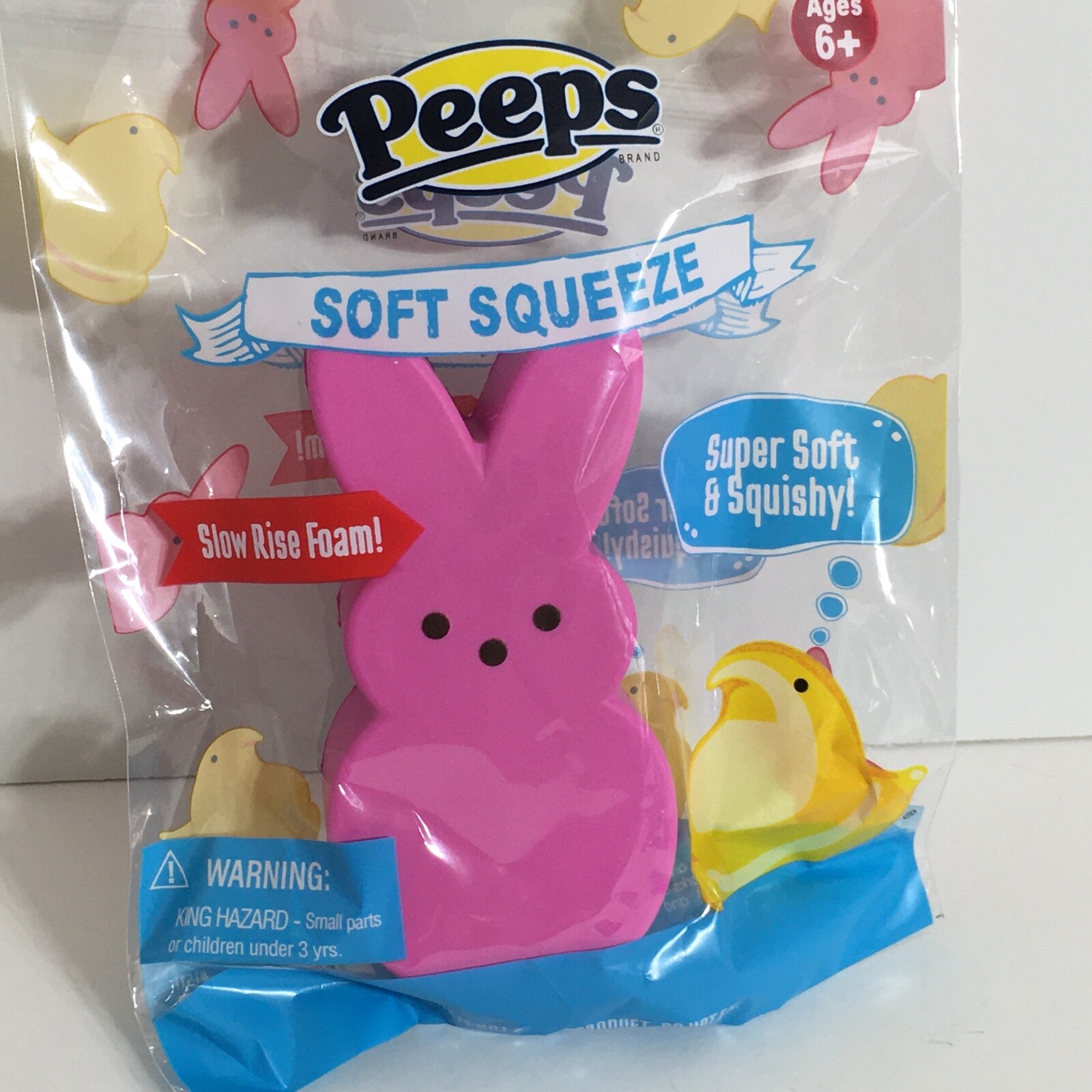 Peeps Bunnies Toy Soft Squeeze Lot of Three Blue Pink Yellow Squishy Easter