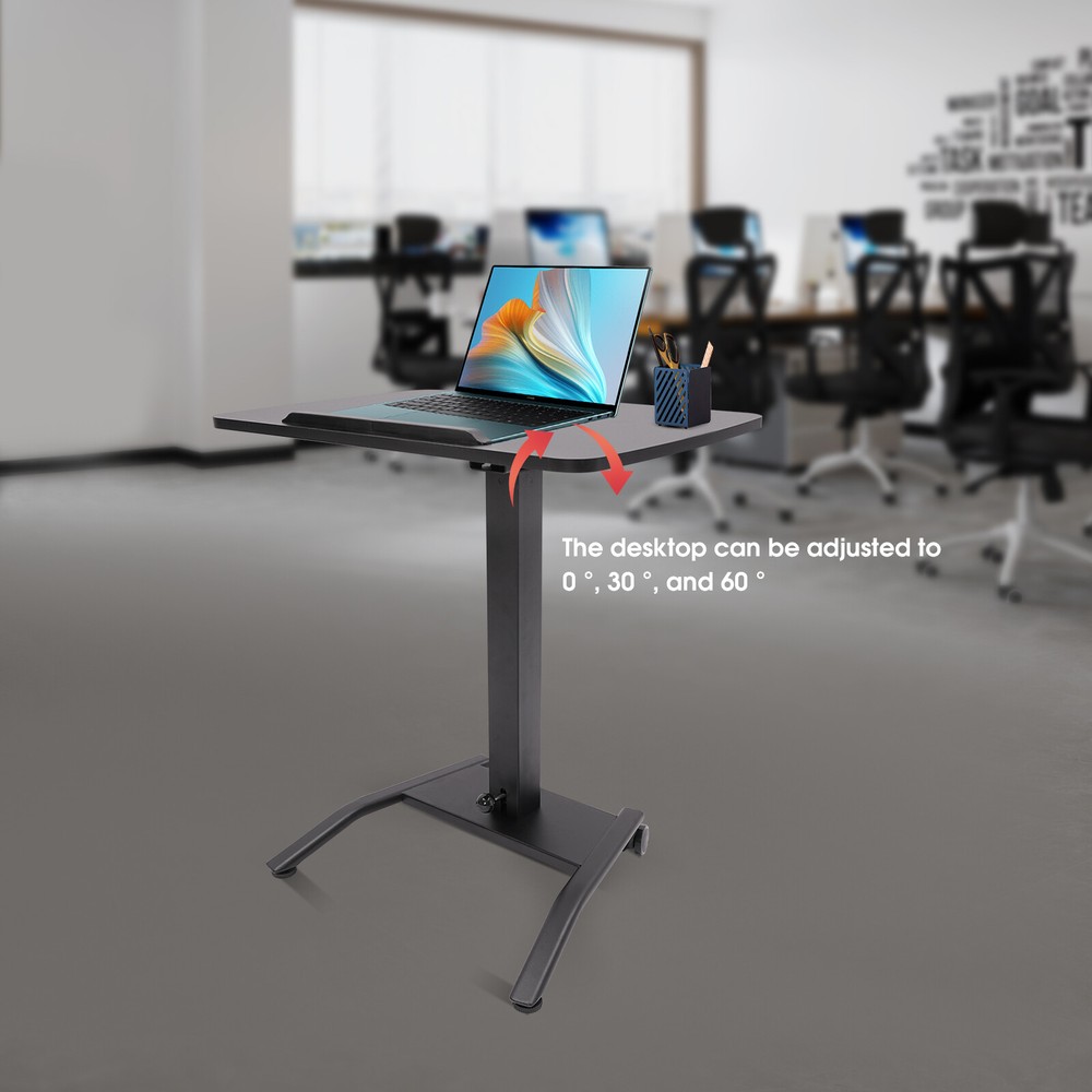 Adjustable 25.5?? Rolling Podium Desk Standing Lifting Computer Desk Black