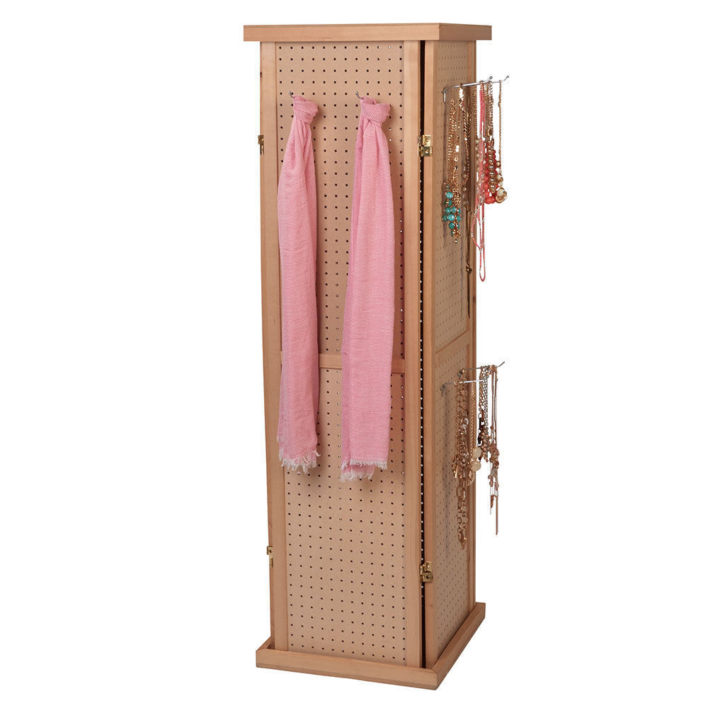 Pegboard Tower Display 4 Sided Spinner Top Base Hinged Rotating Peg Board 5' H