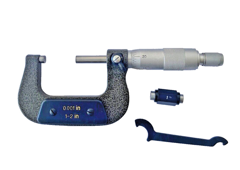 Outside Micrometer 1 to 2 inch X 0.0001" Solid Metal Frame carbide tip