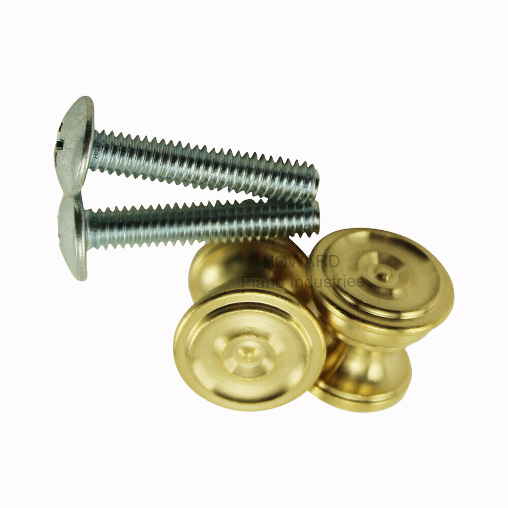 Fancy Brass Piano Desk Knobs W/ Machine Screws For Piano Keyboard Cover - 1 Pair