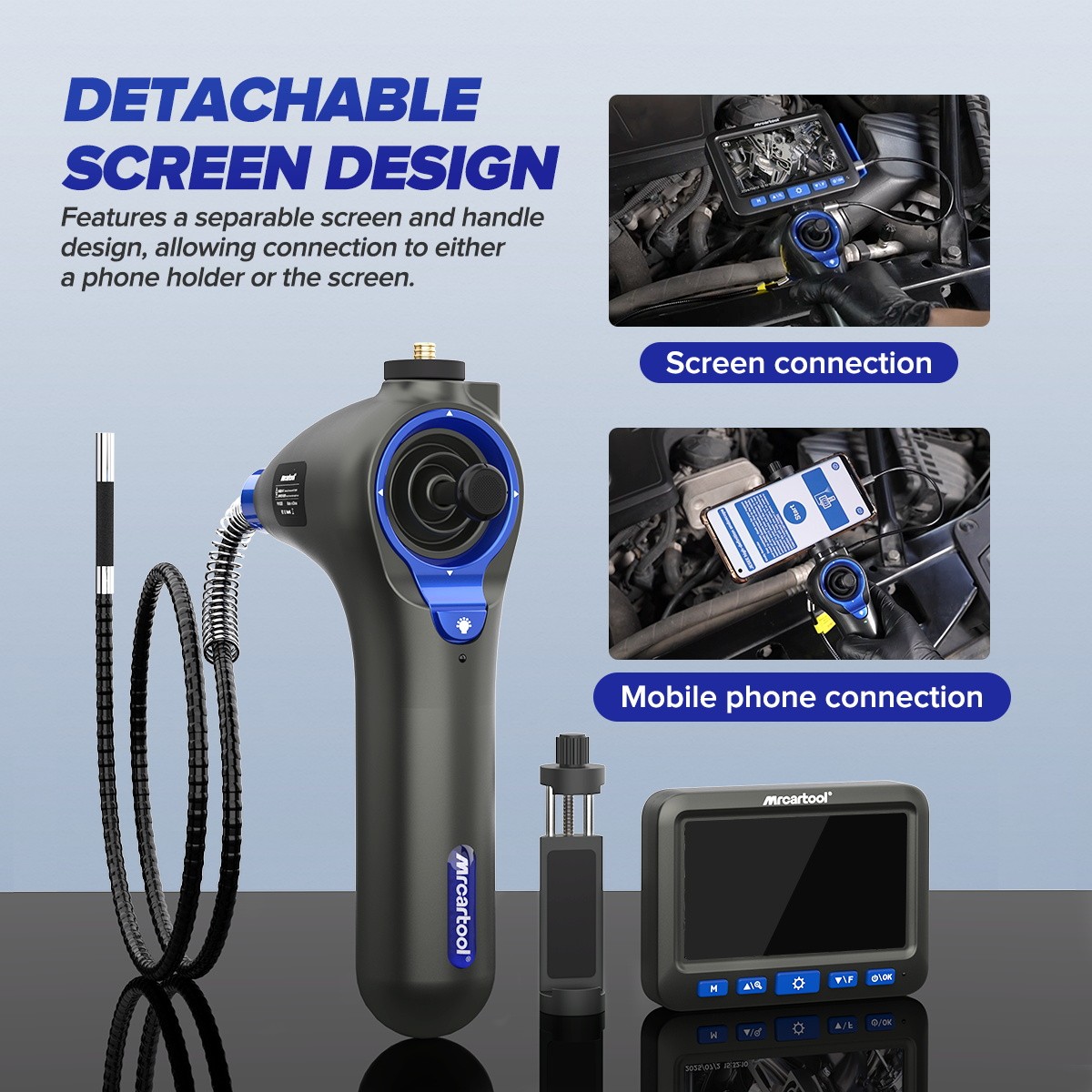 4 Way 360° Articulating Borescope Industrial Endoscope Camera Detachable Screen