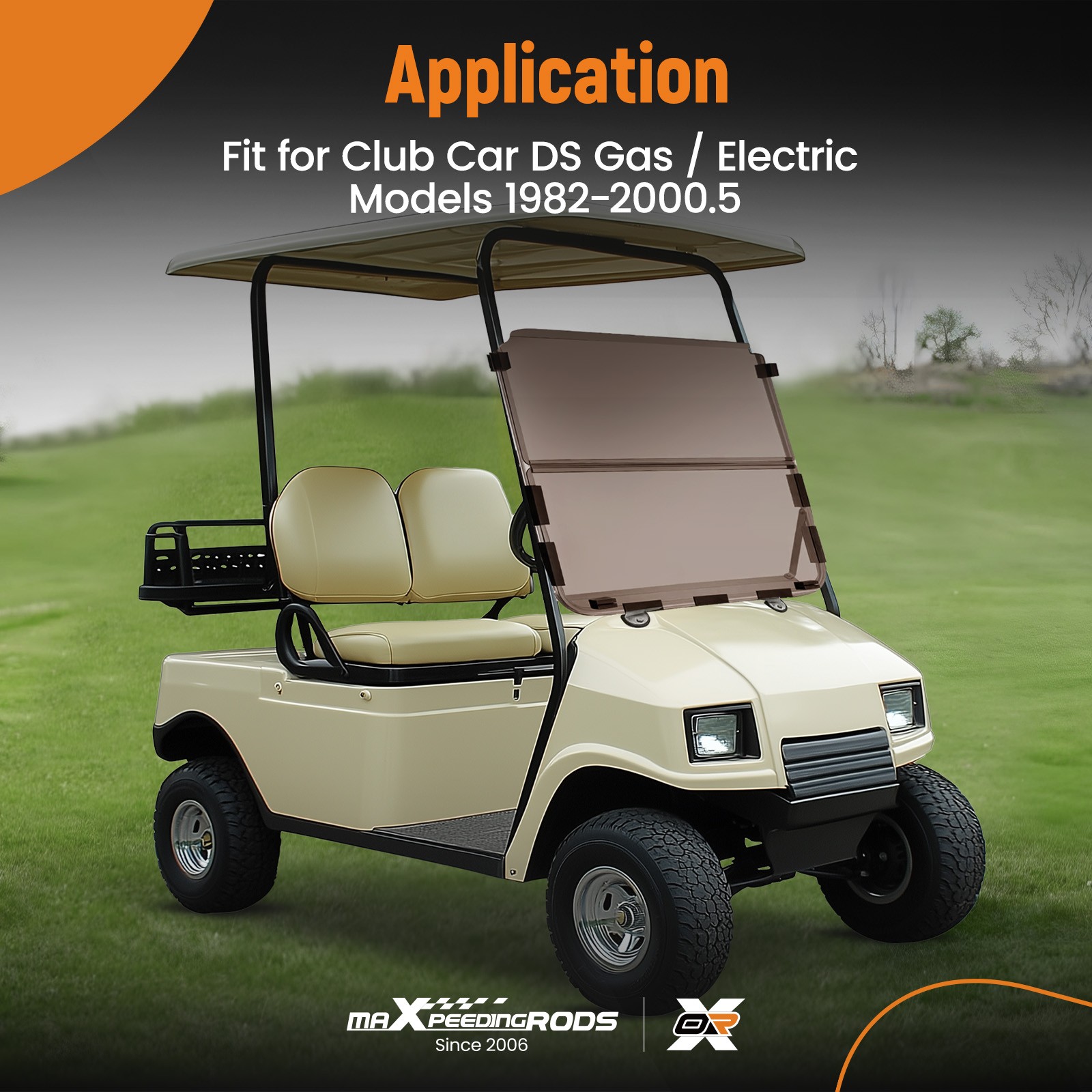 Tinted Folding Windshield Windscreen for Club Car DS Golf Cart 1982-2000.5 Gas