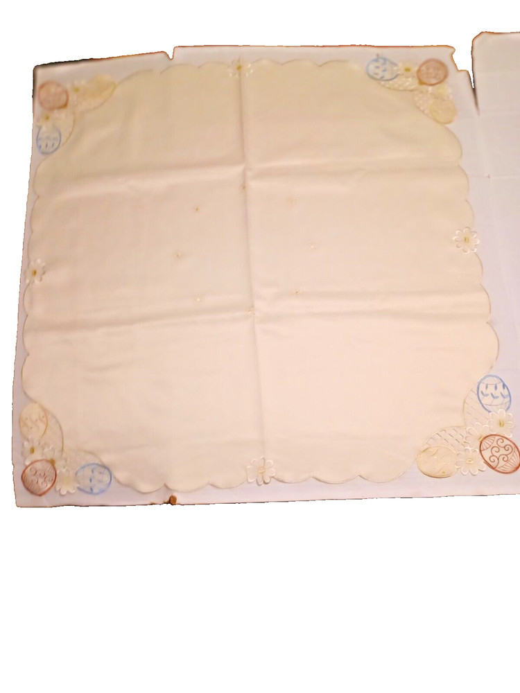 German Easter Table Cloth 36x36 (Easter Eggs)