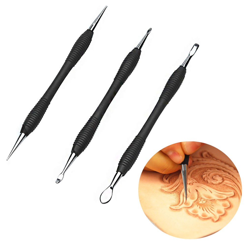 3PCS Leather Craft Modeling Tools Grooving Tools, Leather Embossing Press Spoons