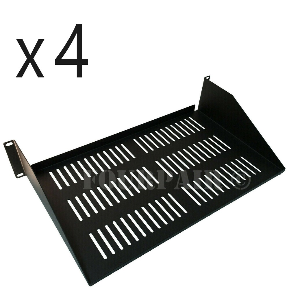 4 Pack - 2 Space Vented Cantilever Relay Rack Mount Server Shelf 19" 2U 10" Deep