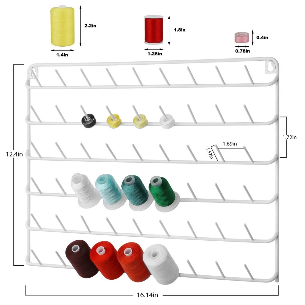 YBING Thread Holder Wall 54-spool Sewing Thread Rack Wall Mount Embroidery Th...