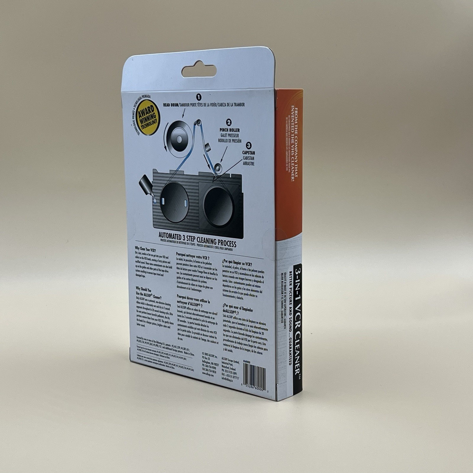 Allsop 3-in-1 VHS VCR Head Cleaner Tape Kit w/ Fluid NEW Sealed