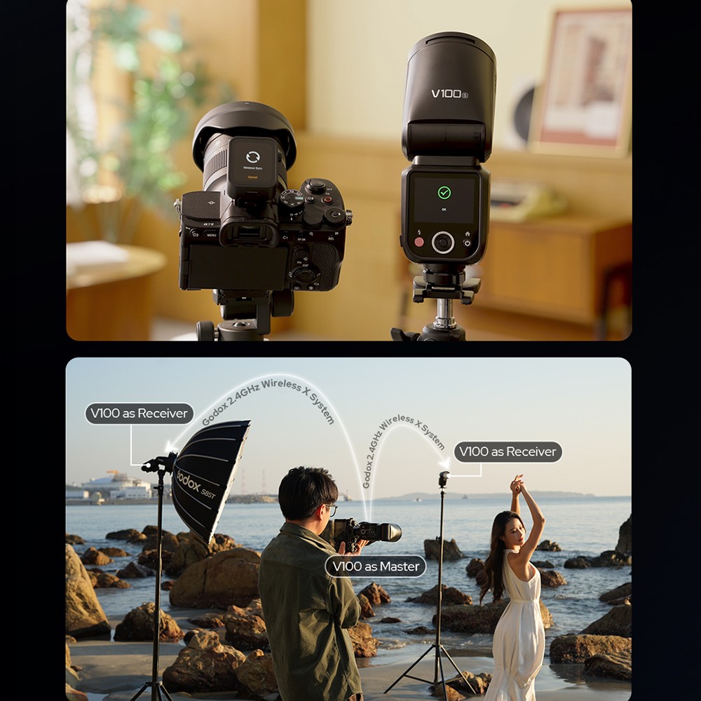 US Godox V100C Round Head Camera Flash Wireless Transmission Speedlight Flash