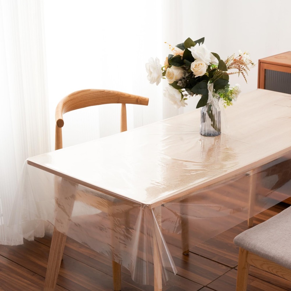 Clear Plastic Tablecloth Protector Rectangle 54x108 inch Waterproof Oilproof ...