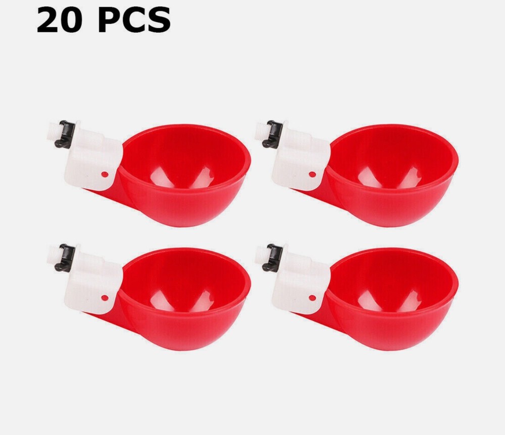 Automatic Water Cups Poultry Drinker Waterer Chicken Ducks Quail Drinking 20pcs