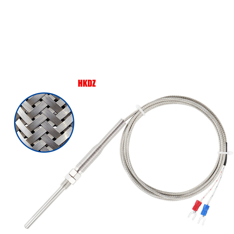 K Type Thermocouple Temperature Sensor Probe 0-400°C 2P Shielded Cable 30~200mm