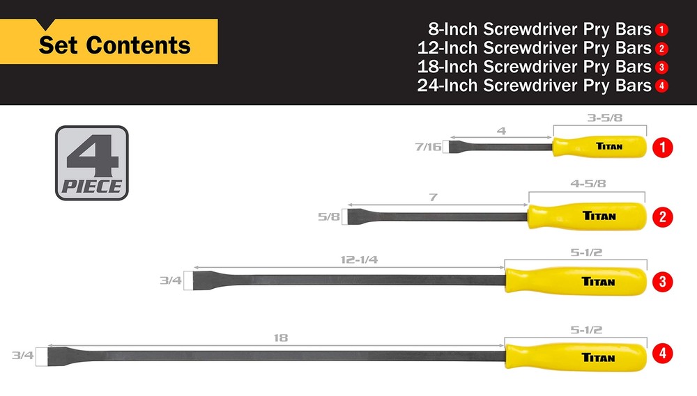 Titan Tools 4 pc. Pry Bar Set (17101)