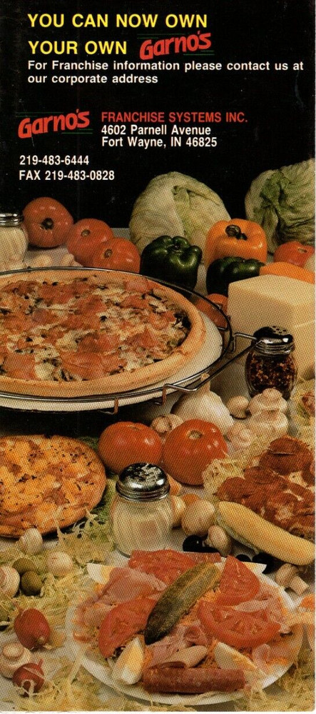 Menu Garno's Pizza & Grinders