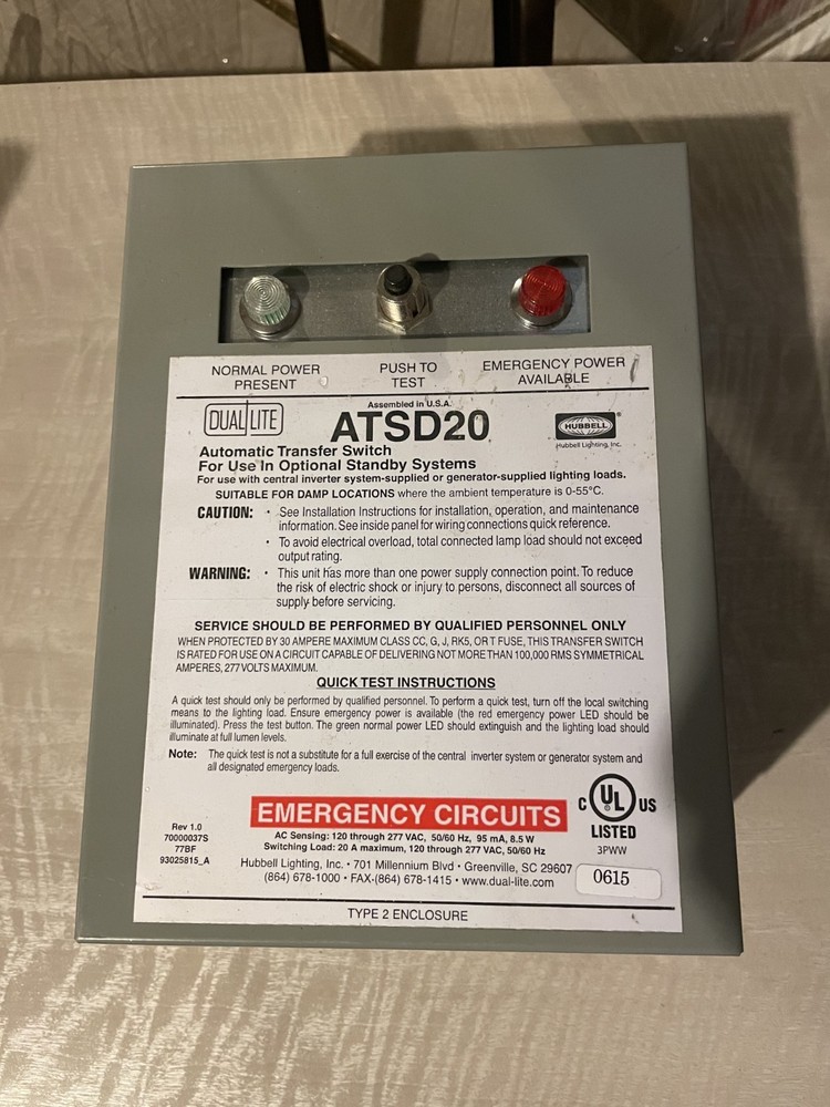 Hubbell Dual Lite Automatic Transfer Switch ATSD20 (1N)