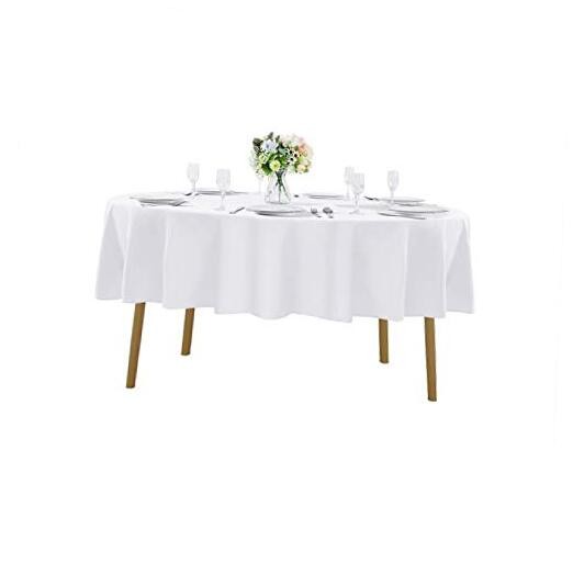 70 inch Round Tablecloth Washable Polyester Table Cloth 70" (Round) White