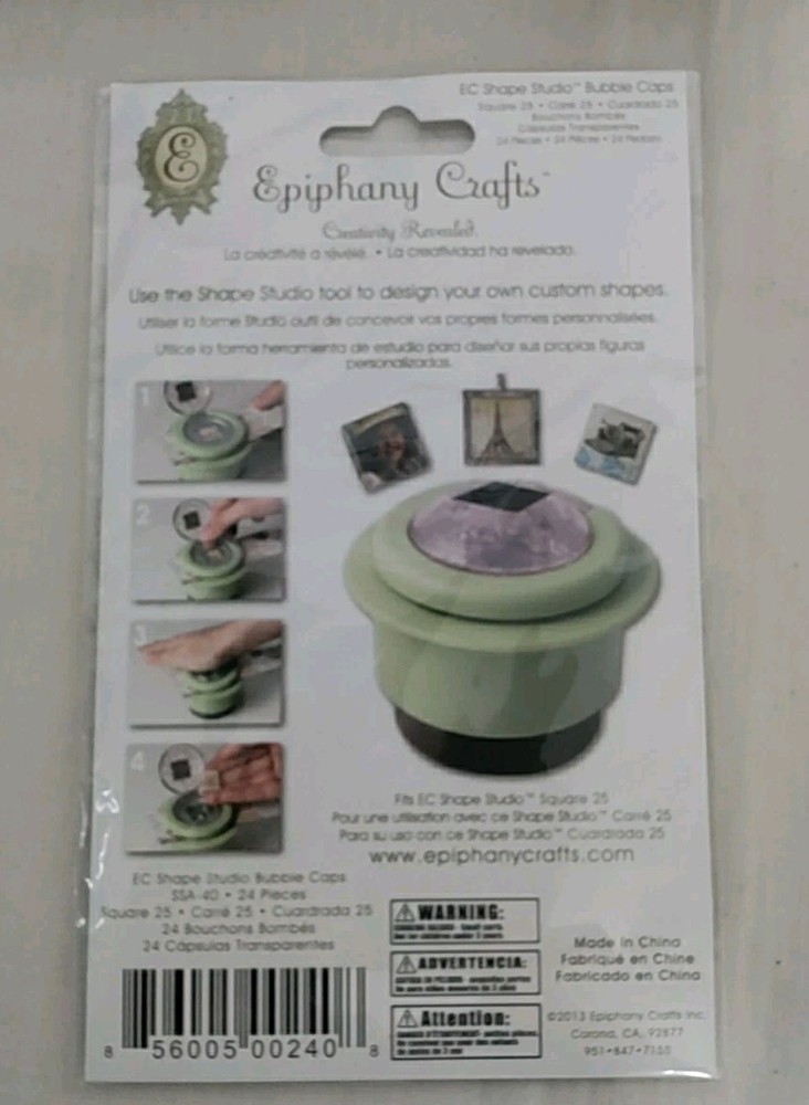 4 Epiphany EC Shape Studio Button Tool Punch Lot Square, Round 14 & 25, Heart +