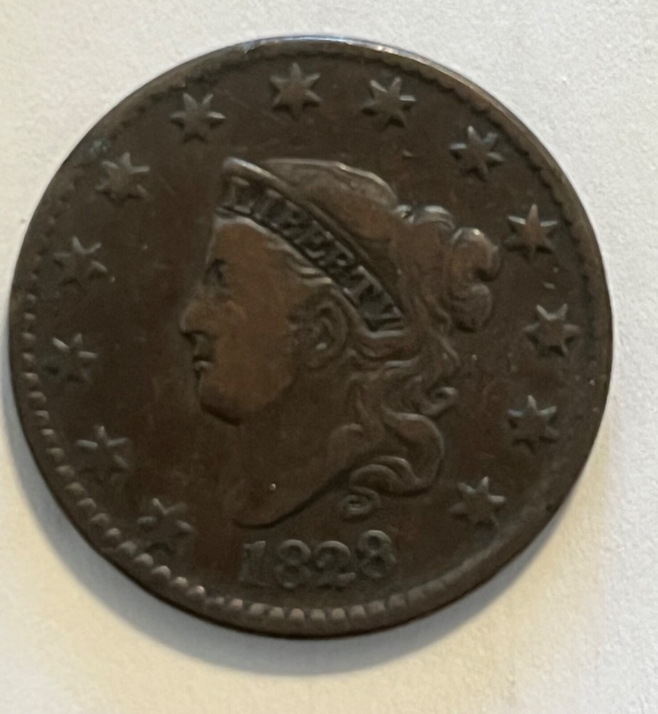1828 Coronet Head Large cent, VF , large narrow date , Scarce