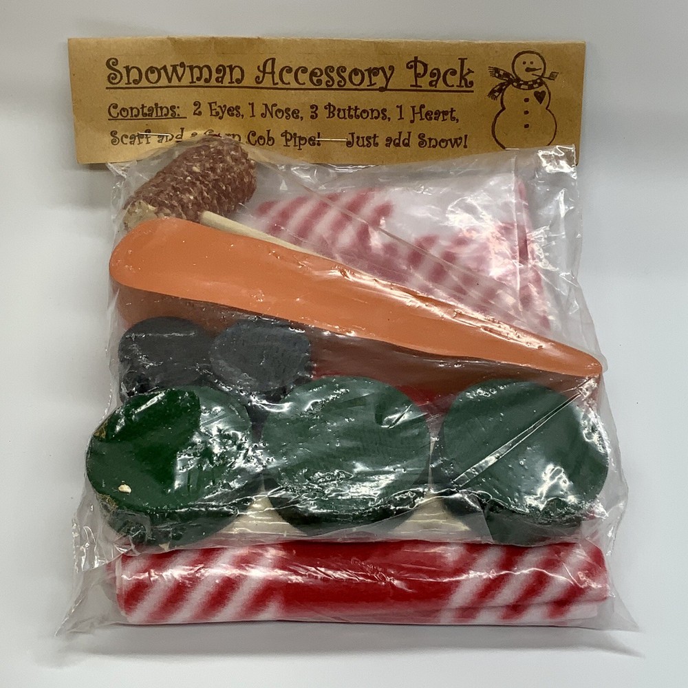 Snowman Building Decorating Accessory Kit Includes Wooden Heart & Corn Cob Pipe