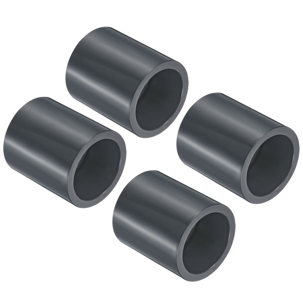 UPVC Pipe Fitting 32mm 1.26" Socket, 4pcs Straight Joint, Dark Grey