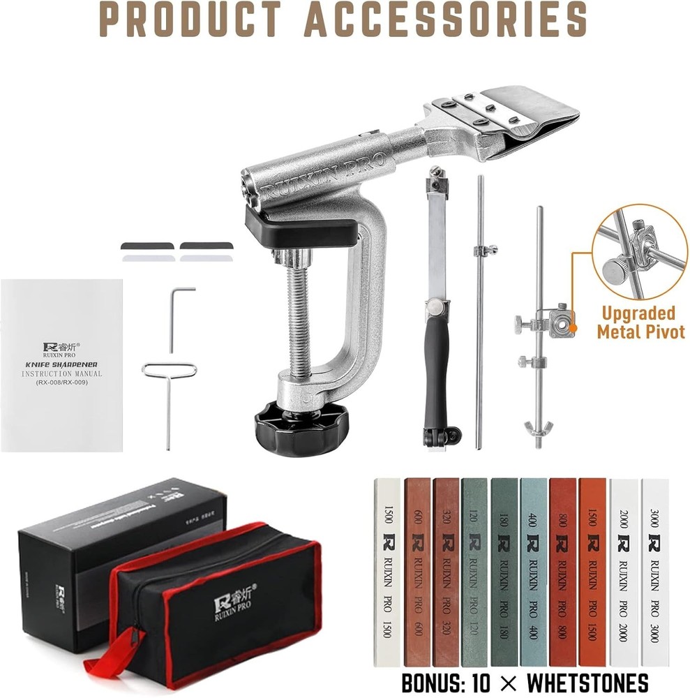 Multipurpose Knife Sharpener - 360° Flip & 10 Whetstones for All Blade Types