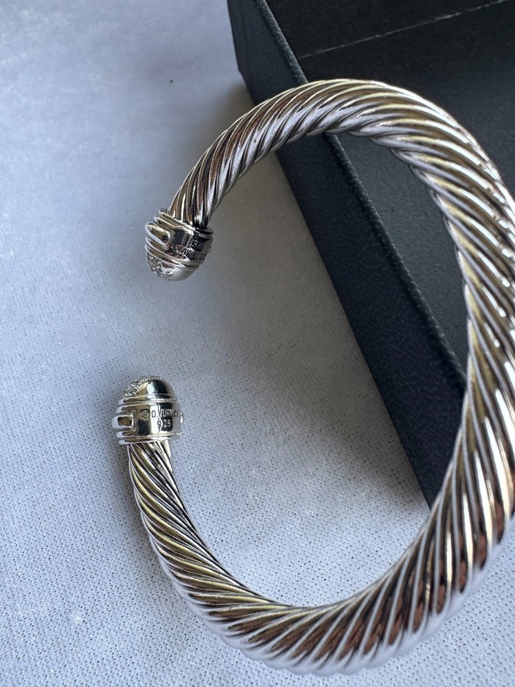 David Yurman Cable Classics Bangle Bracelet Sterling Silver 925 Hook Round