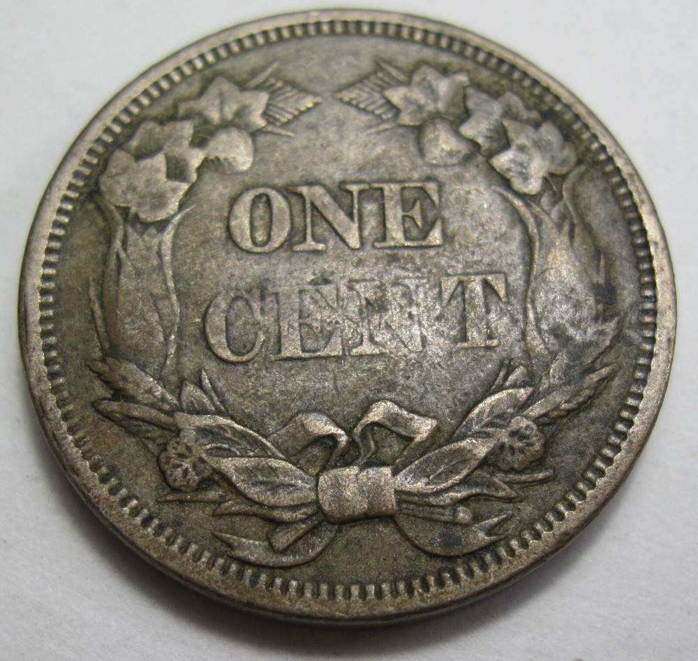 1858 Large Letters Flying Eagle Cent Grades AU (#105J)