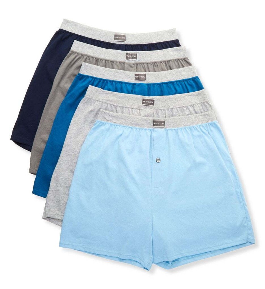 Fruit Of The Loom Men's Solid Knit Assorted Boxers - 5 Pack, Small