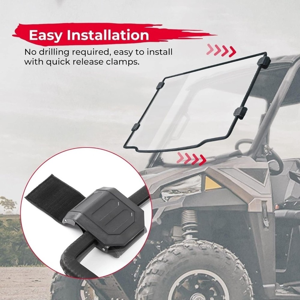 Front Windshield UTV Scratch-Resistant for Polaris Ranger MIDSIZE 500 570 ETX EV