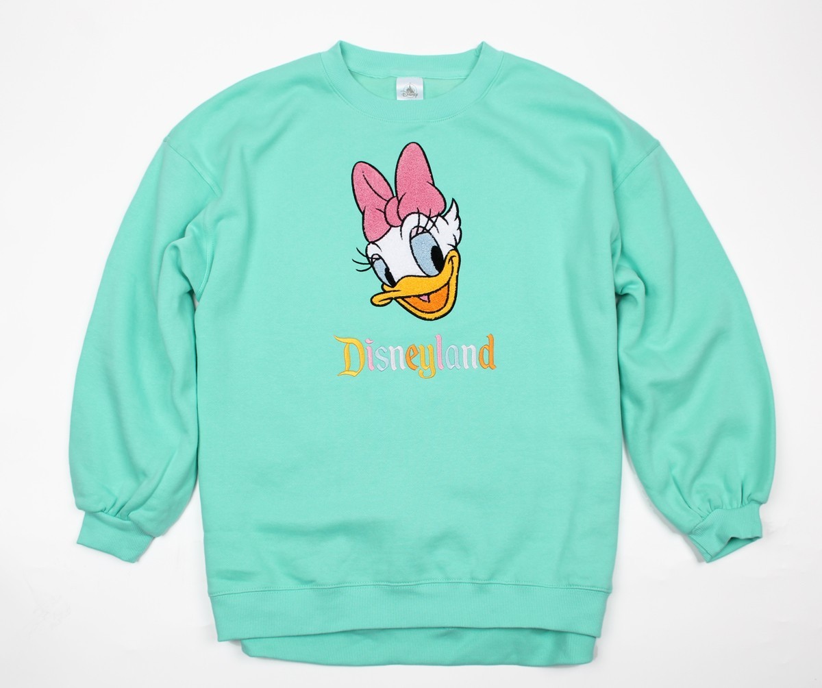 2025 Disneyland Daisy Duck Embroidered Turquoise Crewneck Sweatshirt Size M