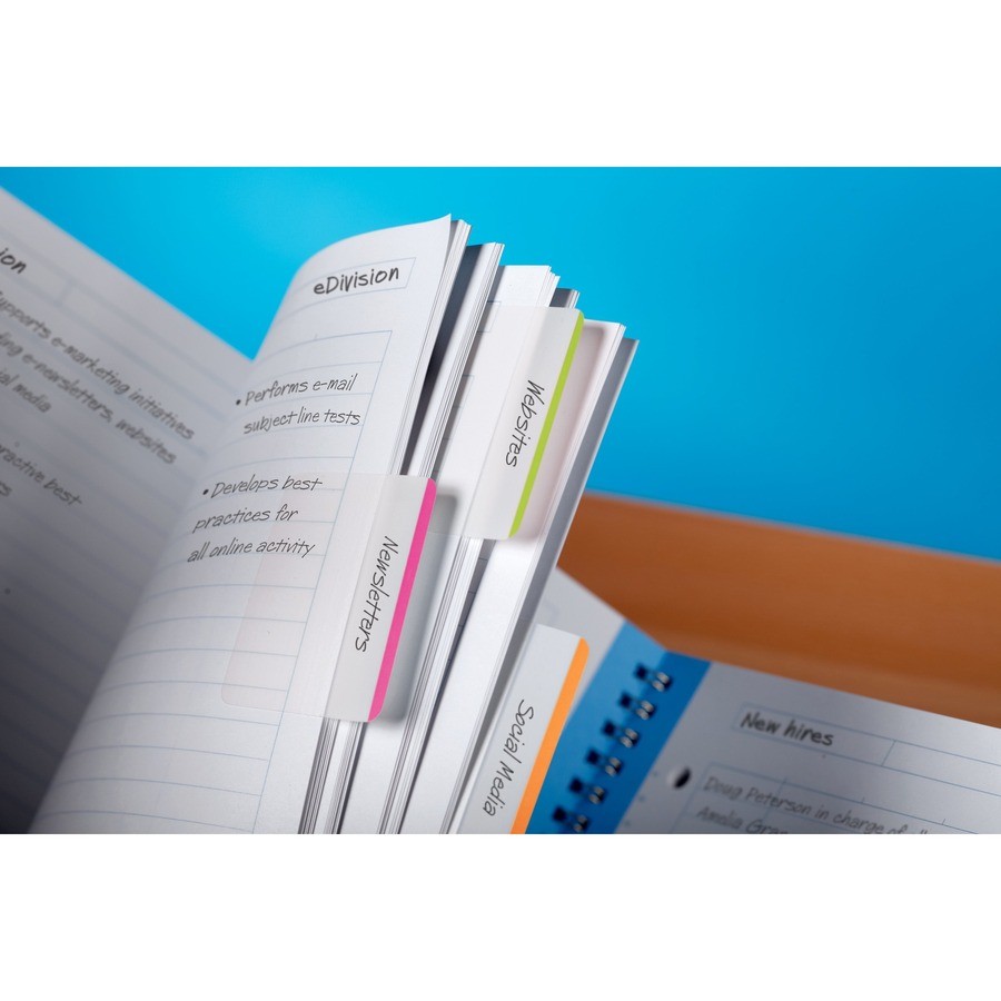 3M 686F1BB Post-it Durable Flat File Tabs 24 Pack Assorted Colors