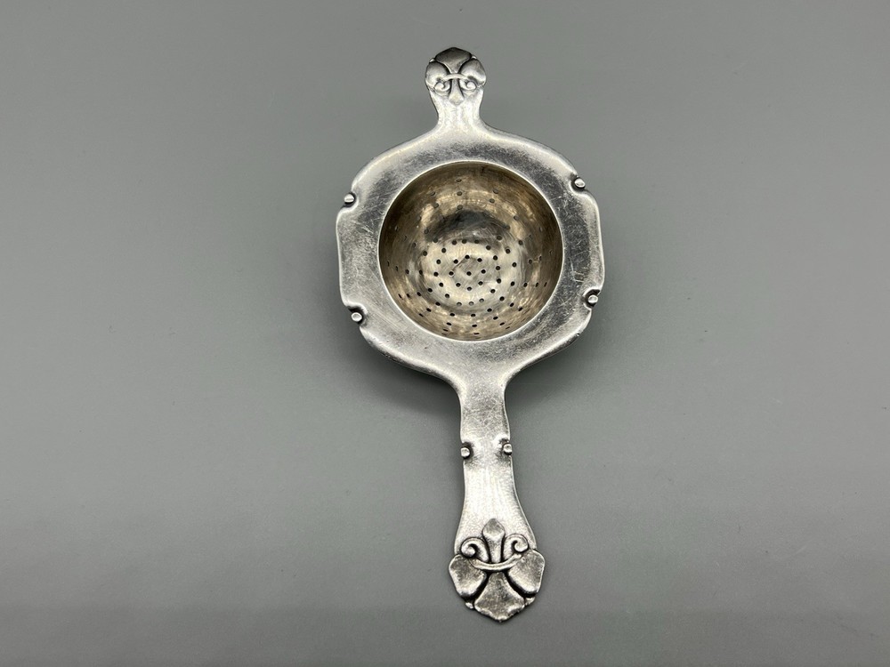 VTG to Antique Danish Alta Fleur De Lis Silver Plated Tea Strainer