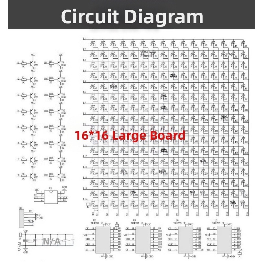 16x16 LED Kit with Pre-Programmed Microcontroller and 300 for SMD Parts