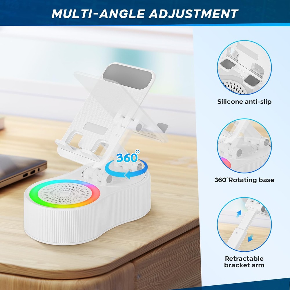Black Cell Phone Stand Holder with Wireless Bluetooth Speaker Induction Audio
