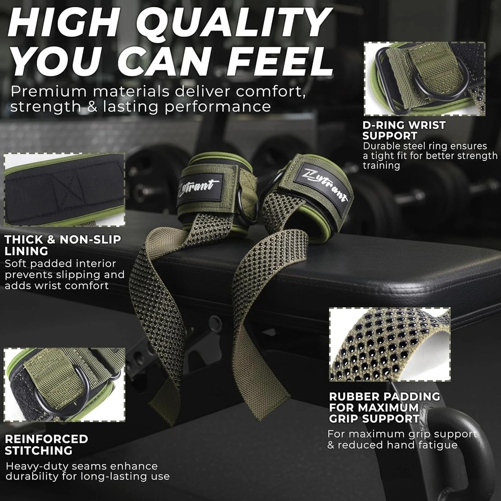 Weight Lifting Straps with Cuffed D Ring,Heavy Duty Thyick Comfortable Lifting S