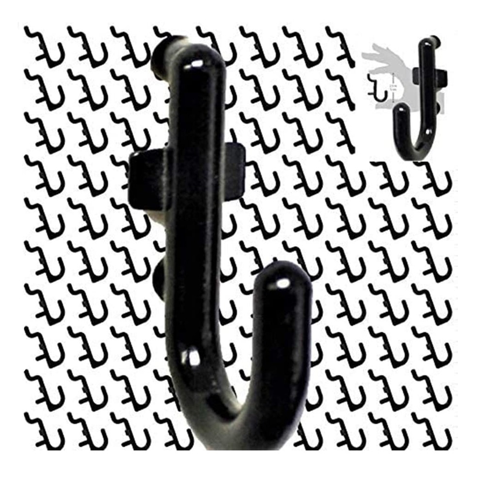 100Pcs Pegboard Accessory Peg Hook Set – Durable, -Locking Black 1/4" J-Style...