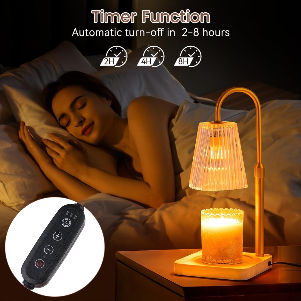 Candle Warmer Lamp Timer Adjustable - Height Wax Melt Light Warming Dimmable ...