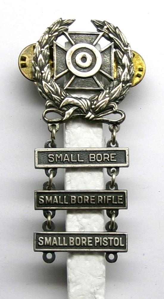 U. S. Army Basic Qualification Expert Badge with 3 Bars SMALL BORE RIFLE PISTOL