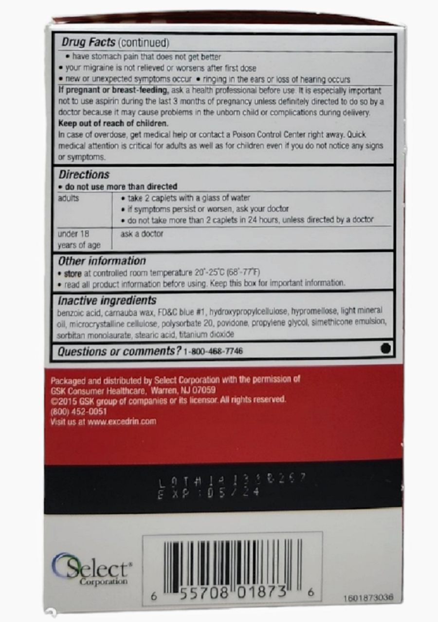 Excedrin Migraine Caplets 25 Packets of 2 (25/2s) Display Box Exp. Date 05/2025