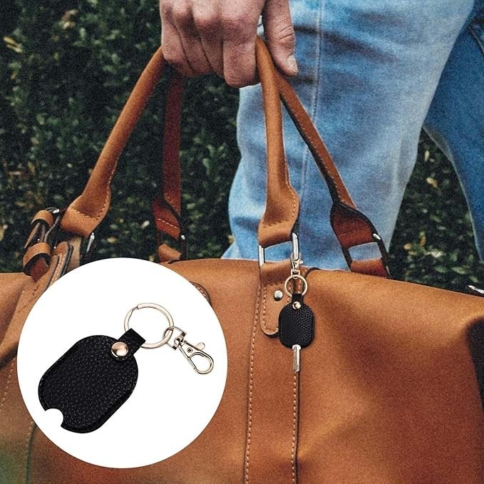 Leather Car Key Sleeve, Broken Loop Replacement PU Keychain Protector With Iron