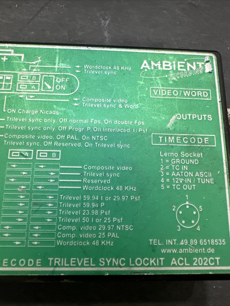 Ambient Audio Clockit Timecode w / Trilevel Sync (ACL 202CT) #R47