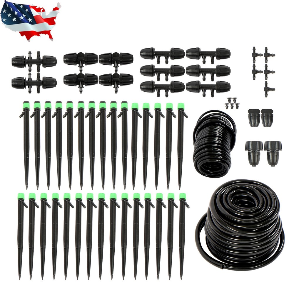 Drip Irrigation Kit Garden 130ft Irrigation System Plant Watering Adjustable