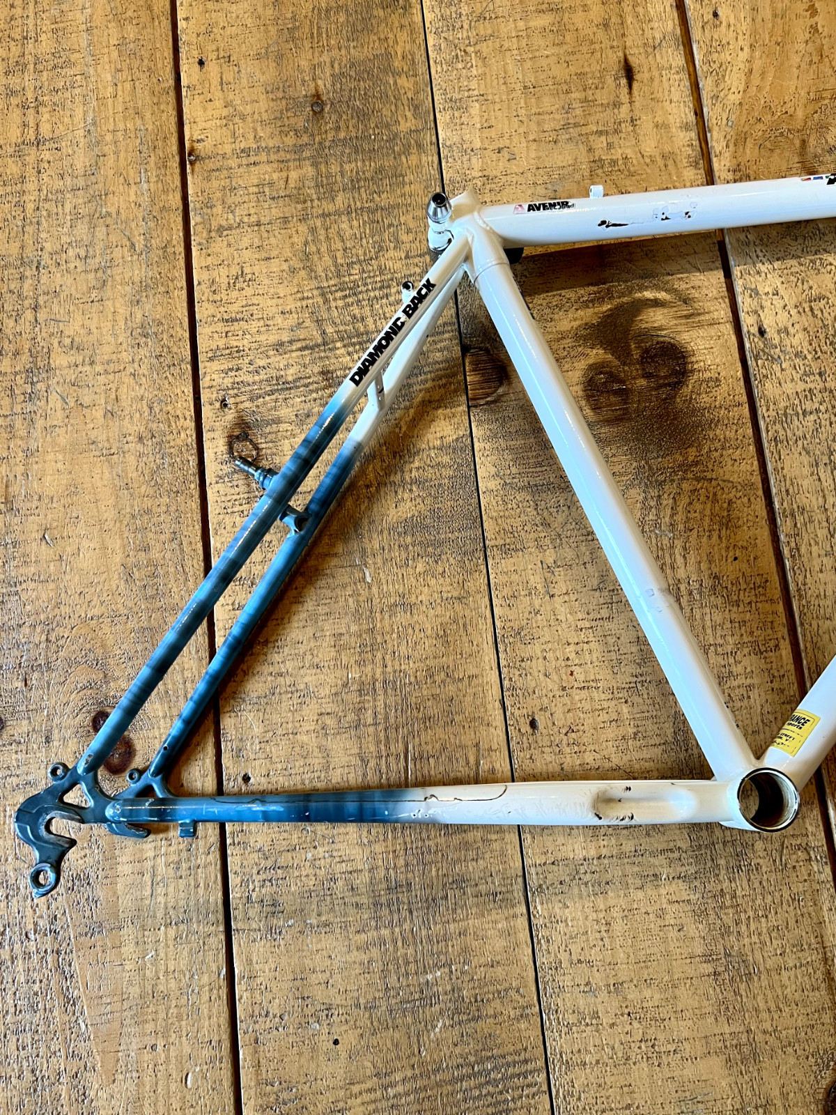 Vintage 90s Diamondback Ascent EX 19.5" Steel Mountain Bike Frame White Blue Mix