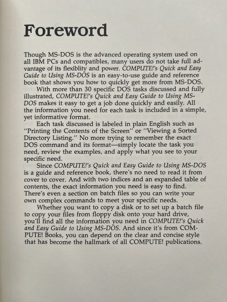 Compute’s Quick And Easy Guide To Using MS-DOS 1987 Vintage Software Computer