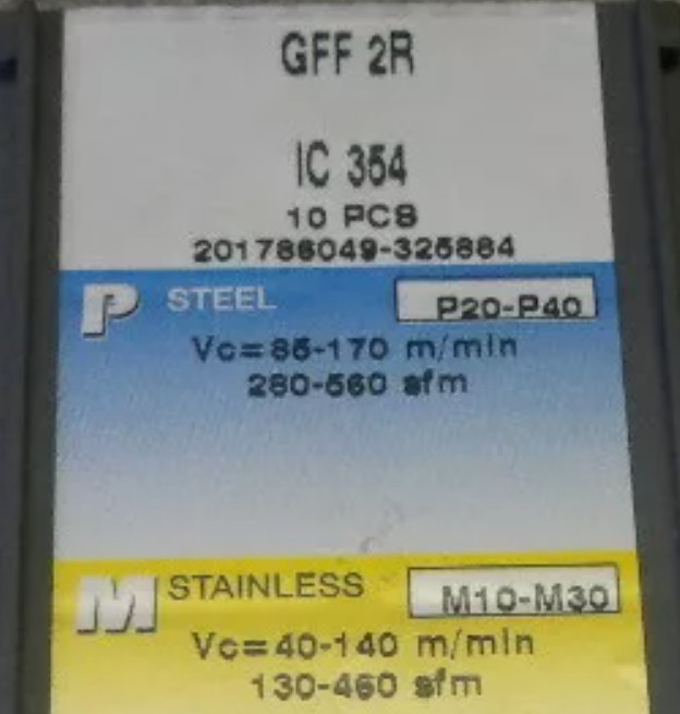 10  PCS  ORIGINAL  INSERTS  GFF 2R IC354